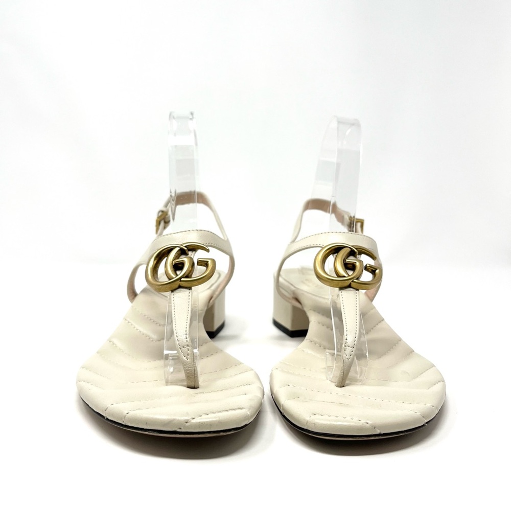 Gucci Marmont Interlocking Double G Logo Thong Sandals Ivory White Gold 37.5 7.5 - Picture 6 of 11